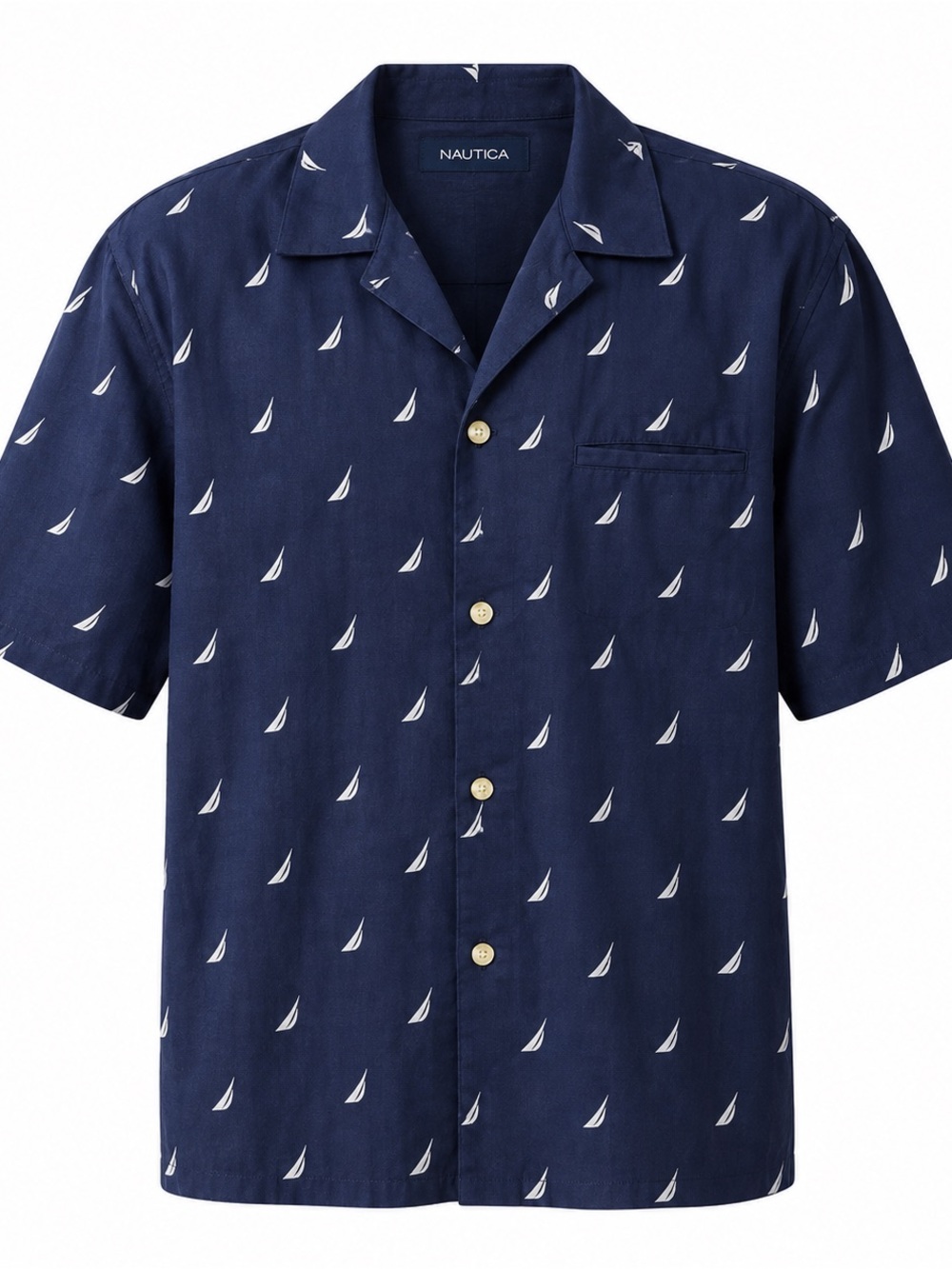 Title: Nautica Brand Icon Camp Sleep Shirt — Navy Sailboat Print Men's XXL